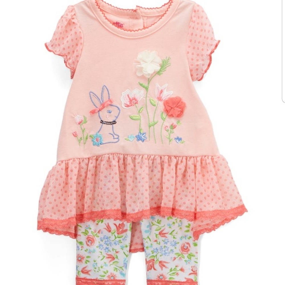 Nannette Kids peach 2 pc outfit sz 12m NWT